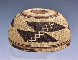 Hupa Native American Basketry Hat
6 3/4" diameter
early 20th century    Bid on-line November 10th -15th at www.fairfieldauction.com