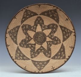 Havasupai Native American Basketry Tray
12" diameter
circa 1900    Bid on-line November 10th -15th at www.fairfieldauction.com
