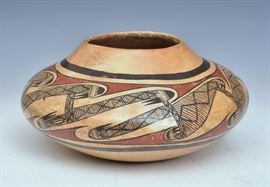 	Hopi Pot	
attributed to Nampeyo
11 1/2" diameter
circa 1912
authenticated by daughter,
Fannie Nampeyo (copy of letter included)   Bid on-line November 10th -15th at www.fairfieldauction.com