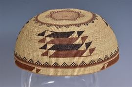 Hupa Native American Basketry Hat	
7" diameter
early 20th century   Bid on-line November 10th -15th at www.fairfieldauction.com