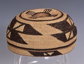 Hupa Native American Basketry Hat
6 1/4" diameter
early 20th century   Bid on-line November 10th -15th at www.fairfieldauction.com