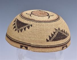 Hupa Native American Basketry Hat
Description	
7" diameter
early 20th century   Bid on-line November 10th -15th at www.fairfieldauction.com