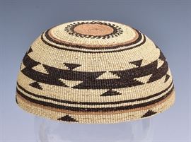 Hupa Native American Basketry Hat
7" diameter
early 20th century    Bid on-line November 10th -15th at www.fairfieldauction.com