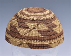 Hupa Native American Basketry Hat	
6 3/4" diameter
early 20th century    Bid on-line November 10th -15th at www.fairfieldauction.com