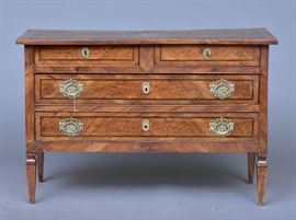 Italian Neoclassical Chest
marquetry with pen work detail
50" x 22", 33" high
late 18th century    Bid on-line November 10th -15th at www.fairfieldauction.com