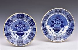 Four Matching Delft Platters
with floral motif
13 1/2", 12 1/4" and two 9" diameter
18th century    Bid on-line November 10th -15th at www.fairfieldauction.com