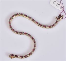 10k Gold Ruby Bracelet
7" long, 4.8 dwt gross    Bid on-line November 10th -15th at www.fairfieldauction.com