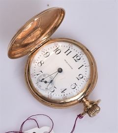 14k Gold Waltham Ladies Pocket Watch	
1" diameter face, double dial
20.1 dwt gross   Bid on-line November 10th -15th at www.fairfieldauction.com
