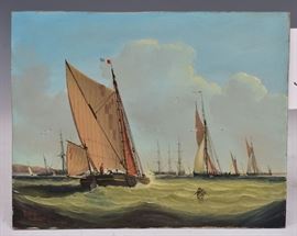 Robert Moore
Sailboats
8" x 10" oil on board
signed lower left
unframed    Bid on-line November 10th -15th at www.fairfieldauction.com