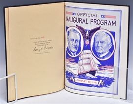 Franklin D. Roosevelt Inauguration Program
January 20, 1937
limited edition numbered copy
11" x 8 1/2"    Bid on-line November 10th -15th at www.fairfieldauction.com