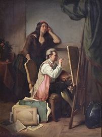 Jean Carolus
The Artist's Studio
18 1/2" x 13 3/4" oil on panel
signed lower left   Bid on-line November 10th -15th at www.fairfieldauction.com