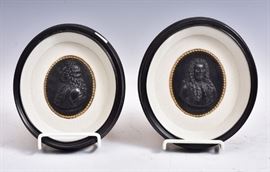 Pair Wedgwood Basalt Portraits
Dr. Meade and Dr. Woodward
each 3 1/2" long   Bid on-line November 10th -15th at www.fairfieldauction.com