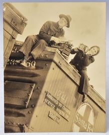 attributed to Margaret Bourke White	
Journalist and Photographer on a Train Car
6 1/2" x 5" photograph
unsigned