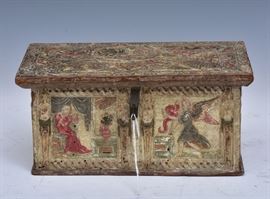 Italian Embossed Vellum Box	
with Classical figures
10" x 5 3/4", 4 3/4" high
probably 18th century or earlier