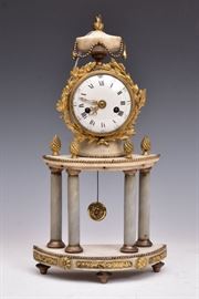 French Bronze and Alabaster Clock
14 3/4" high
early 19th century