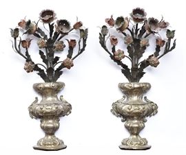 Polychromed Tole Wall Sconces
in two parts, 32" long overall
19th/early 20th century
