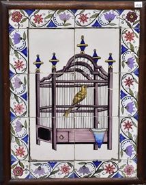 Delft Tiles
Birdcage
19 1/2" x 14 3/4"
consisting of 20 tiles
late 19th century