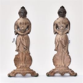 Figural Andiron Fronts
depicting standing women
17 1/2" long
19th century