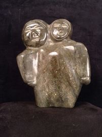 Inuit Stone Carving Mother And Child 