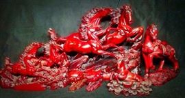  Red Resin Horse Sculptures 