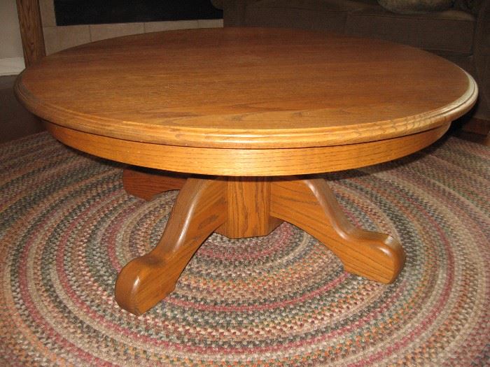Oak Round Coffee Table, One of the Three Matching Rugs...