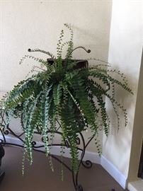 Wrought iron and glass console table