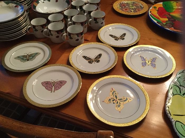 Gold rimmed butterfly plates