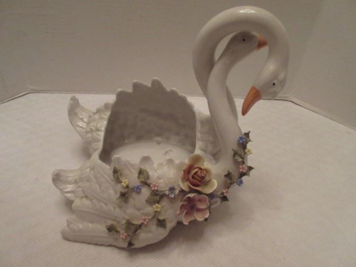 Italian ceramic swans