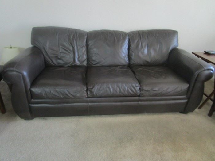 Gorgeous soft brown leather 3-seat couch