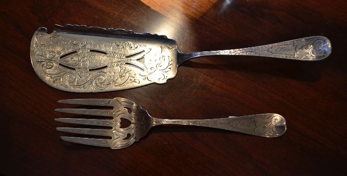 Kitts & Werne, Louisville, KY Coin Silver Fish Servers