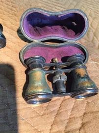 Brass Binoculars with Purple leather case
