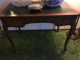Antique Secretary with embossed leather top