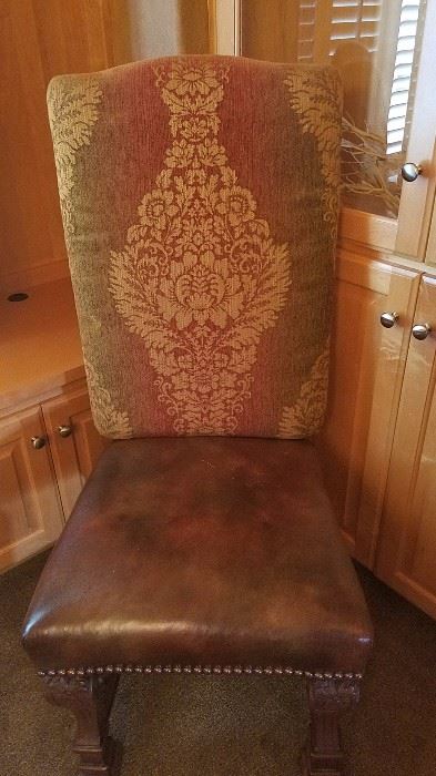 12-Leather Seat w/Upholstered Back Dining Chairs