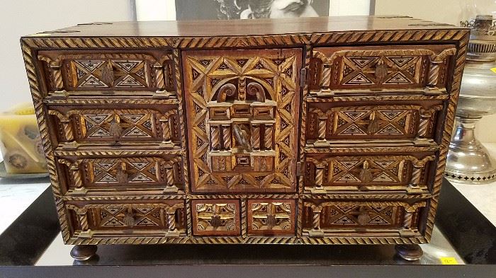 Small, Ornate Wood Carved Cabinet