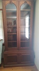 Antique curio cabinet. 8' tall ! 2 pieces.