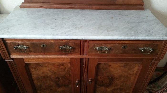 Bottom of sideboard showing the burl walnut...Gorgeous!