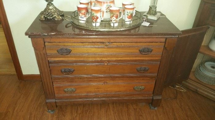Antique marble top commode/chest