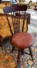 Antique Piano Stool Eagle Claw Glass Ball Feet -Solid Mahogany Wood - 
