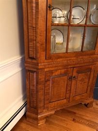 Tiger Maple Glass Door D.R. Dimes Corner Cupboard (2)