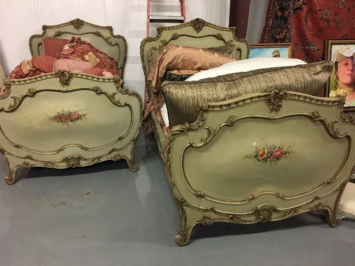 French painted twin beds