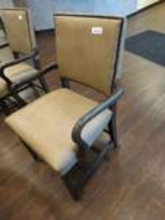 Nice waiting room chair- Wood frame w/ nail head t ...