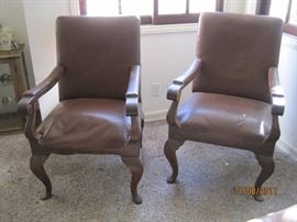 Pair of antique leather chairs