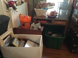 Vintage school desk, older vintage desk and frames