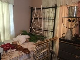 Trundle bed - 3 twin mattresses and headboard. Tall item is pull out trundle for the bed