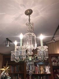 SCHONBEK CRYSTAL AND BRONZE CHANDELIER