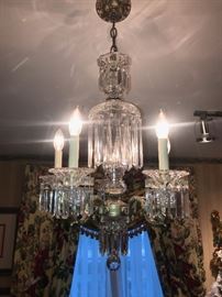 SCHONBEK CRYSTAL AND BRONZE CHANDELIER