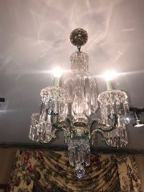 SCHONBEK CRYSTAL AND BRONZE CHANDELIER