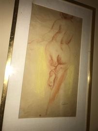 ORIGINAL NUDE SKETCH SIGNED FANNING 