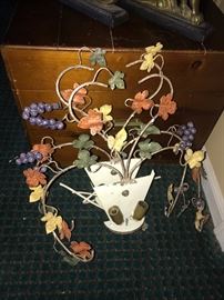 VINTAGE ITALIAN METAL GRAPES SHABBY CHIC LIGHT FIXTURES-2 AVAILABLE