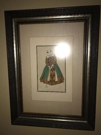 ANTIQUE VICTORIAN GOLF LADY FRAMED PICTURE